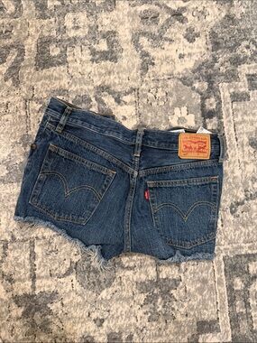 Levi's Blue Denim Frayed Hem Cutoff Shorts